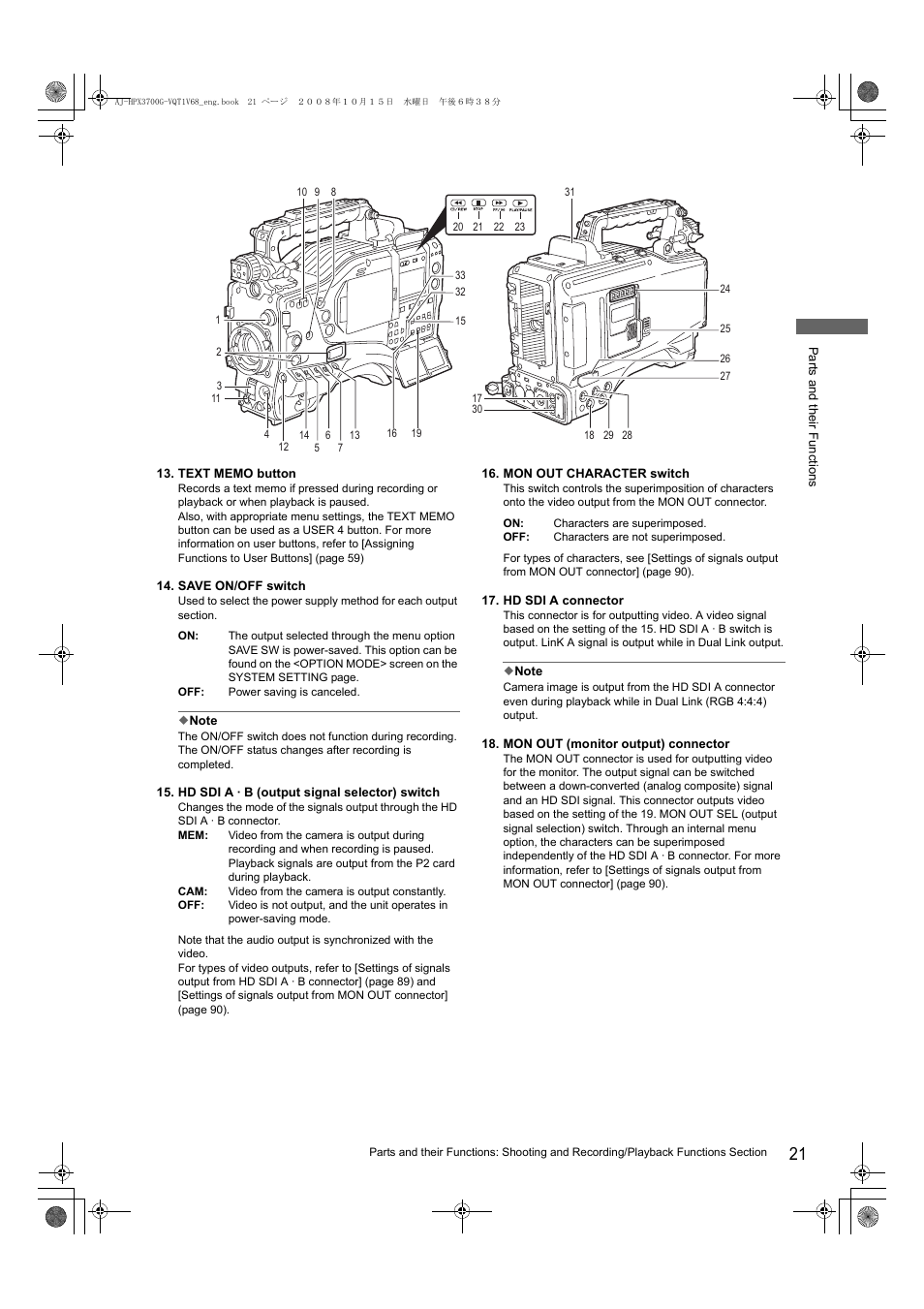 Panasonic AJ-P2C016RG User Manual | Page 21 / 212