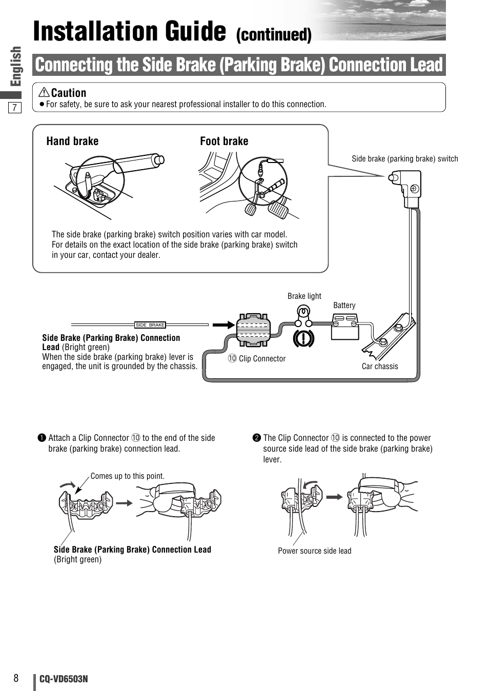 Installation guide, Continued), English | Panasonic CQ-VD6503N User Manual | Page 64 / 100