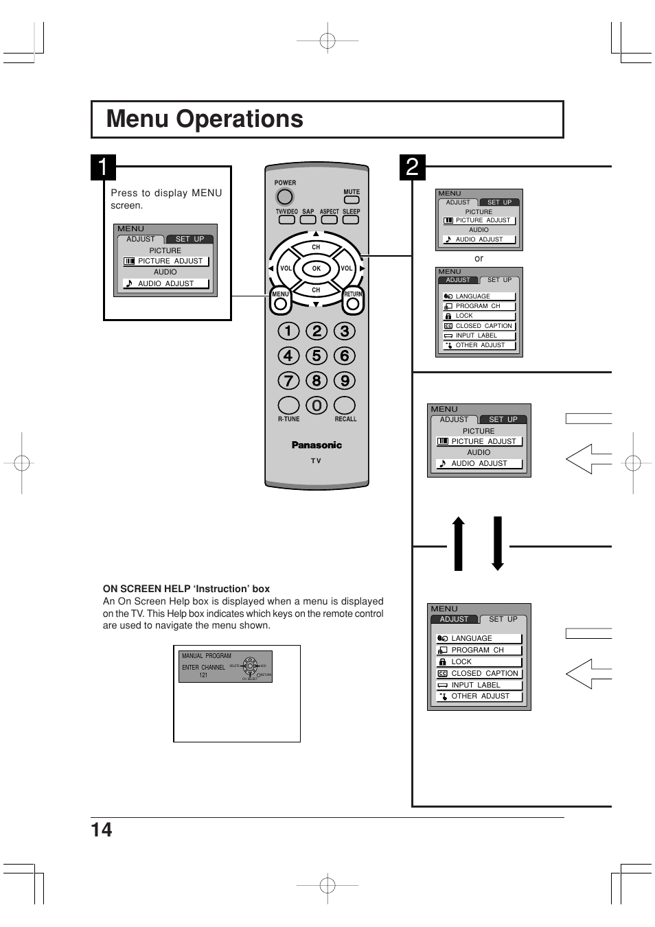 Menu operations | Panasonic TC-20LA2 User Manual | Page 14 / 40