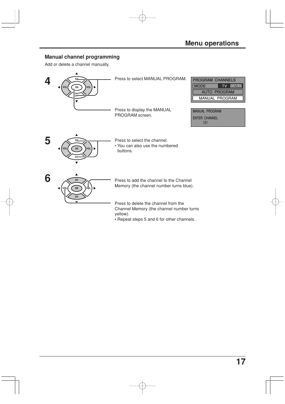 Menu operations | Panasonic TC-20LA2 User Manual | Page 17 / 40