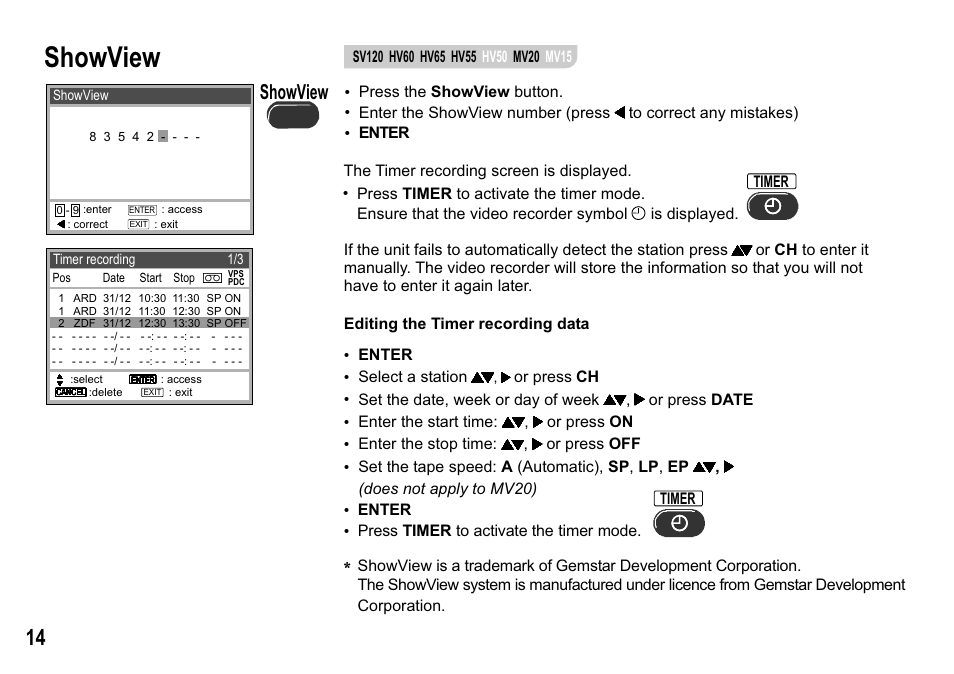 Showview | Panasonic NV-MV15  EN User Manual | Page 14 / 32