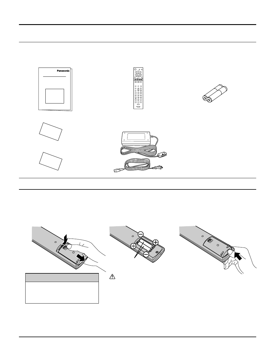 Remote control battery installation, Supplied accessories, Installation | Helpful hint | Panasonic TC 15DT2 User Manual | Page 7 / 72