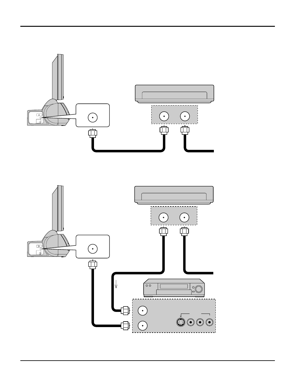 Installation, Antenna connection (cable box, no vcr), Antenna connection (cable box, and vcr) | Panasonic TC 15DT2 User Manual | Page 9 / 72