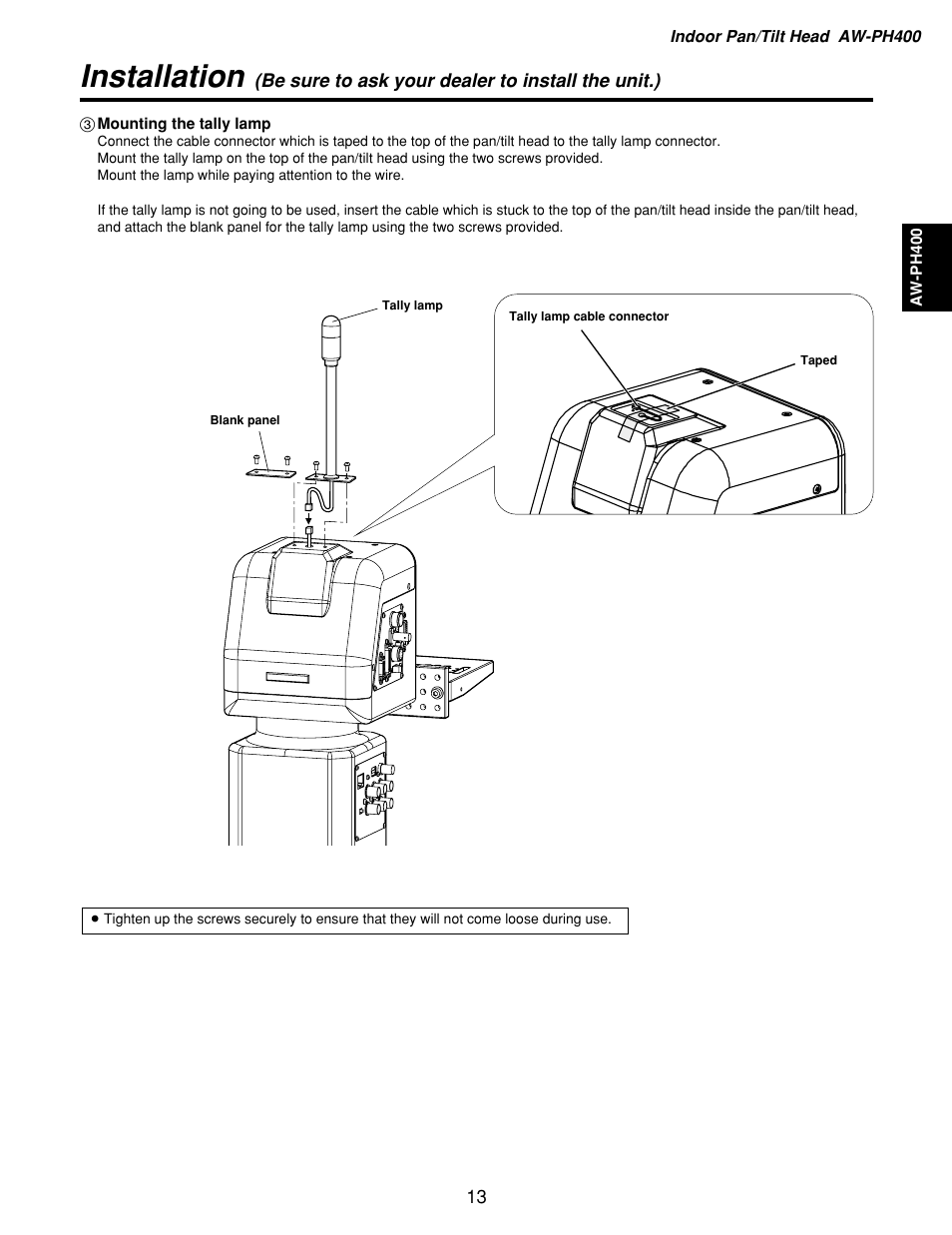 Installation | Panasonic AW-RP400 User Manual | Page 13 / 64