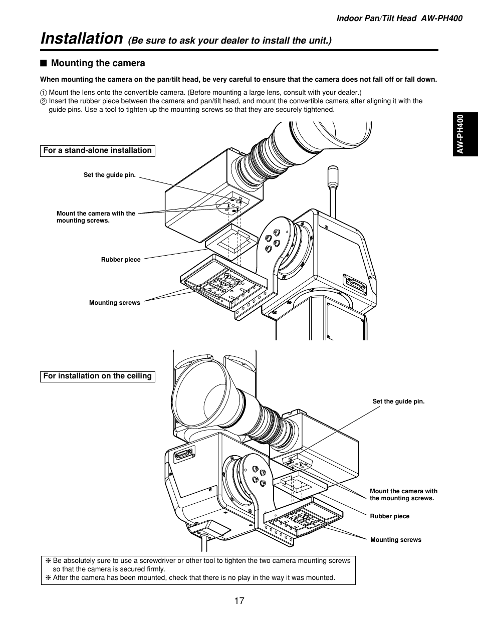 Installation | Panasonic AW-RP400 User Manual | Page 17 / 64