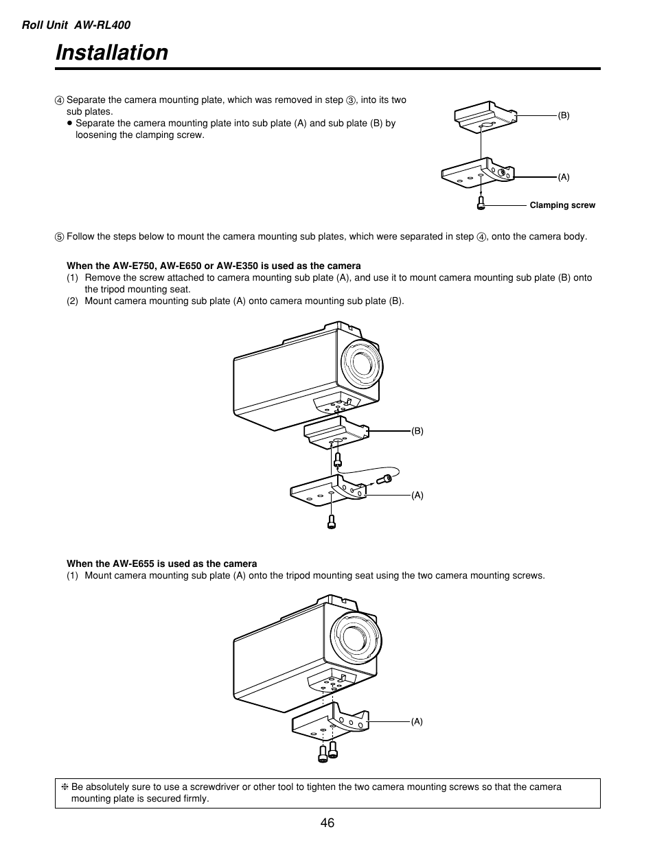 Installation | Panasonic AW-RP400 User Manual | Page 46 / 64