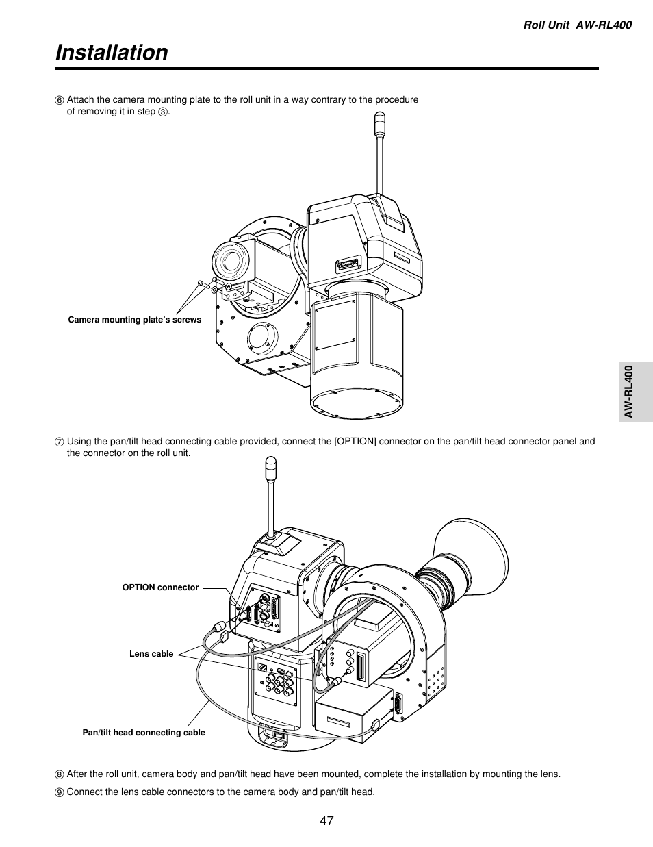 Installation | Panasonic AW-RP400 User Manual | Page 47 / 64