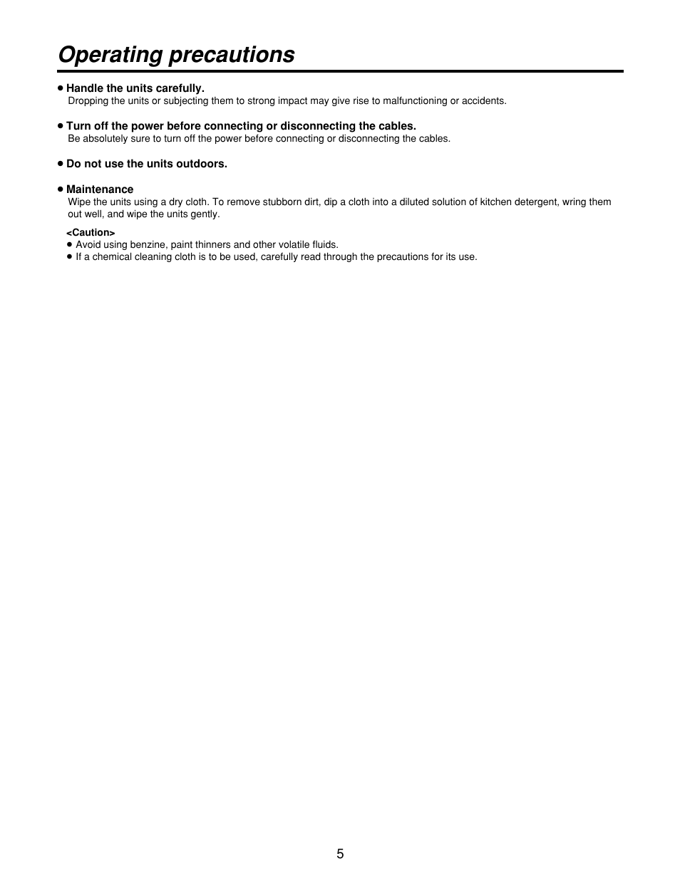 Operating precautions | Panasonic AW-RP400 User Manual | Page 5 / 64