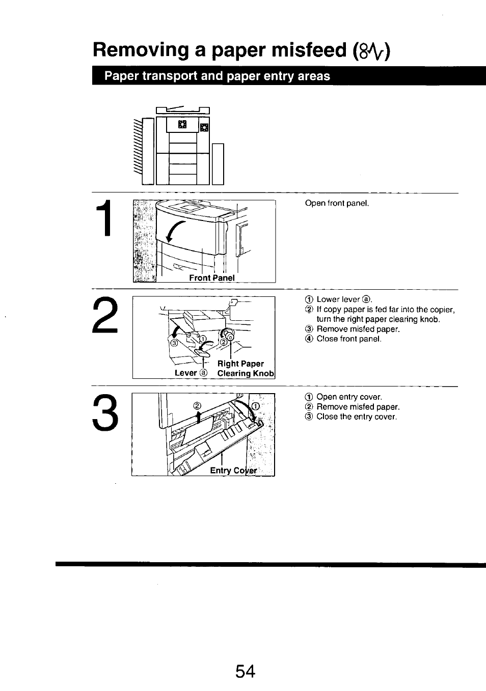 Removing a paper misfeed (8a/^) | Panasonic 7750 User Manual | Page 54 / 64
