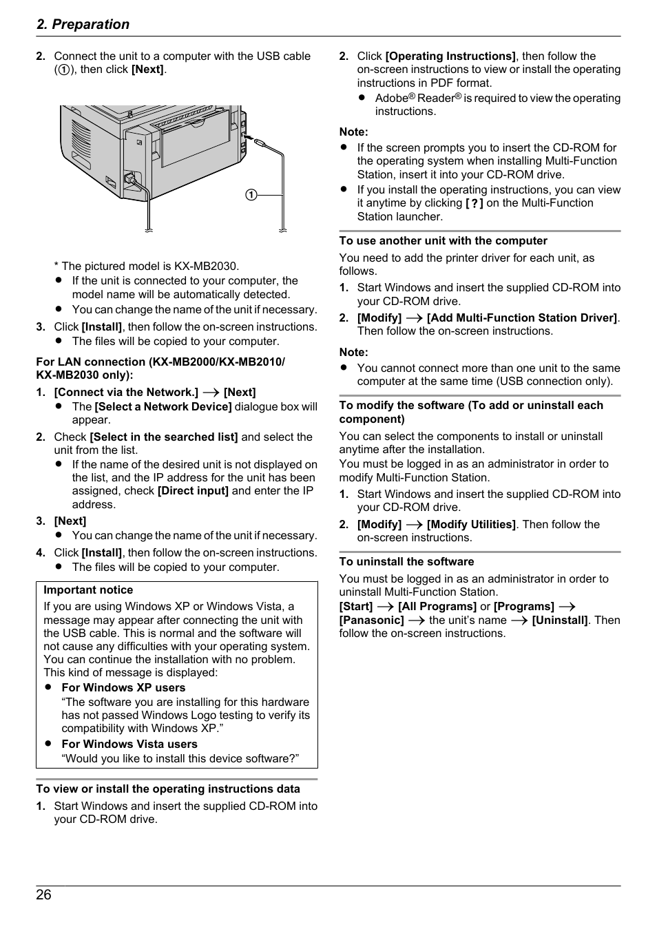 26 2. preparation | Panasonic KX-MB2030EX User Manual | Page 26 / 124