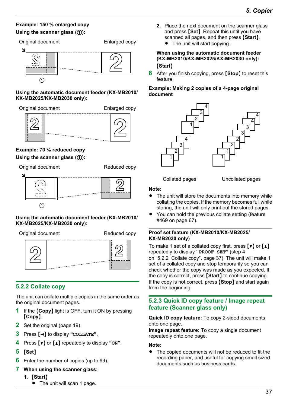 2 collate copy | Panasonic KX-MB2030EX User Manual | Page 37 / 124