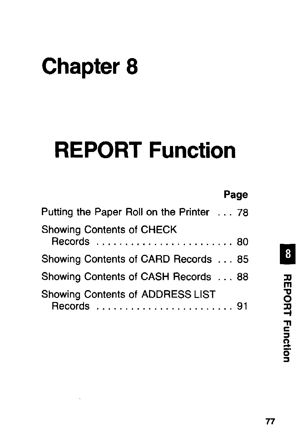 Chapter 8, Report function, Chapter 8 report function | Panasonic KX-RC105 User Manual | Page 77 / 132