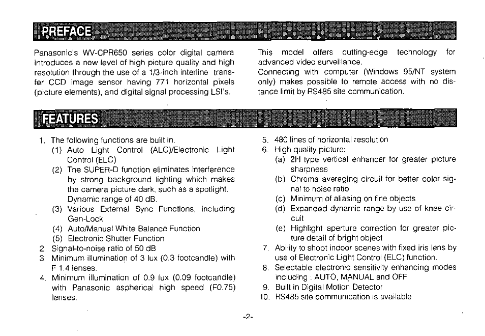 Panasonic WV-CPR650 User Manual | Page 4 / 48