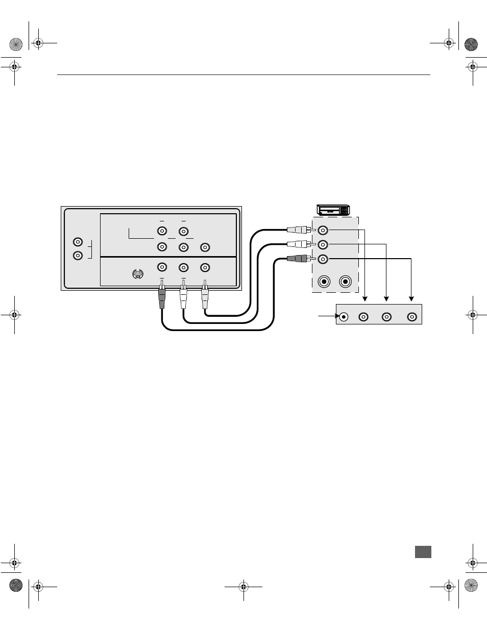 Conexiones de equipo opcional, Conexion de videocastetera, Conexión de la videocasetera | Onexiones, Quipo, Pcional, Procedimiento | Panasonic CT 27D11 User Manual | Page 33 / 50