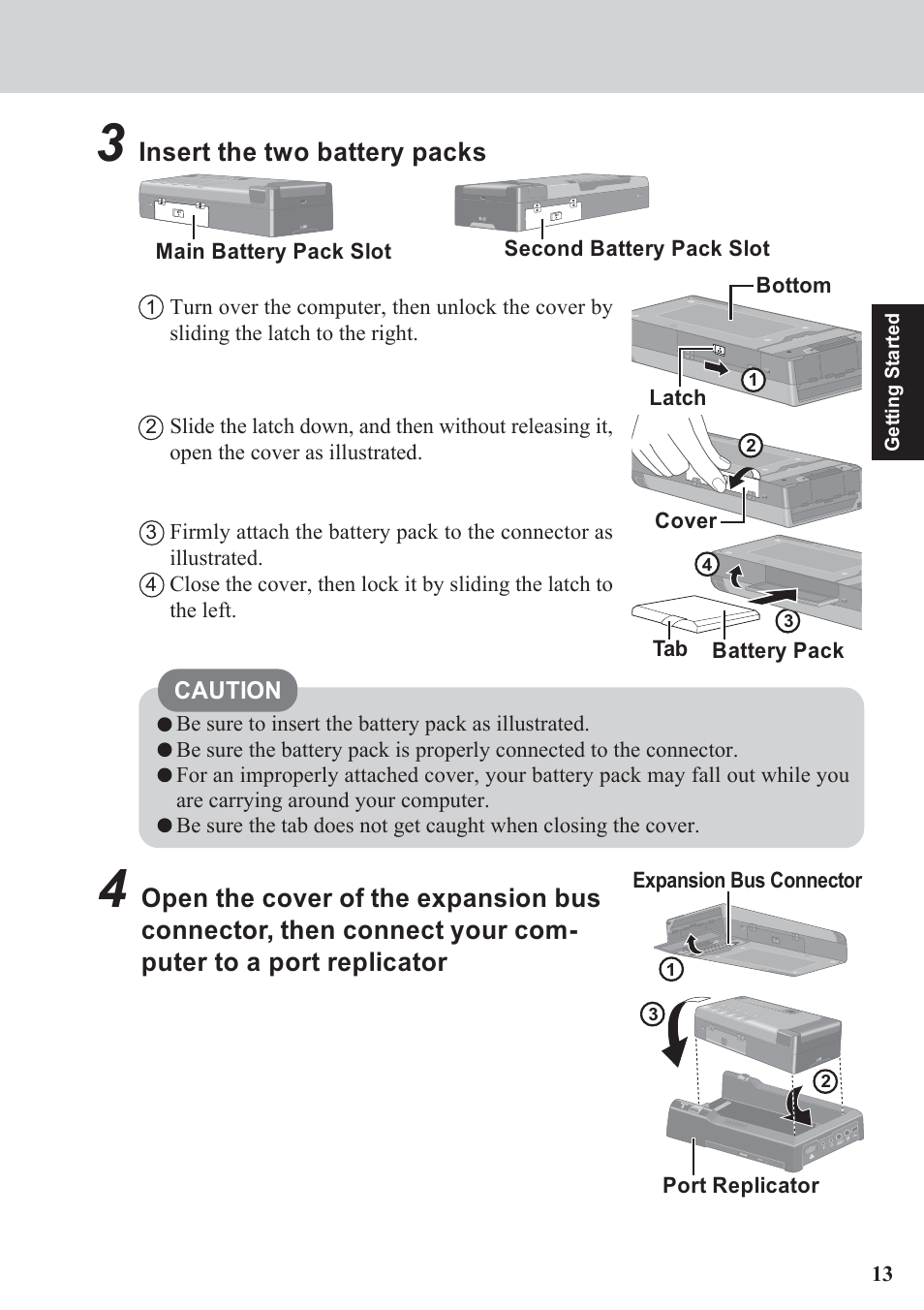 Insert the two battery packs | Panasonic CF-07 Series User Manual | Page 13 / 52