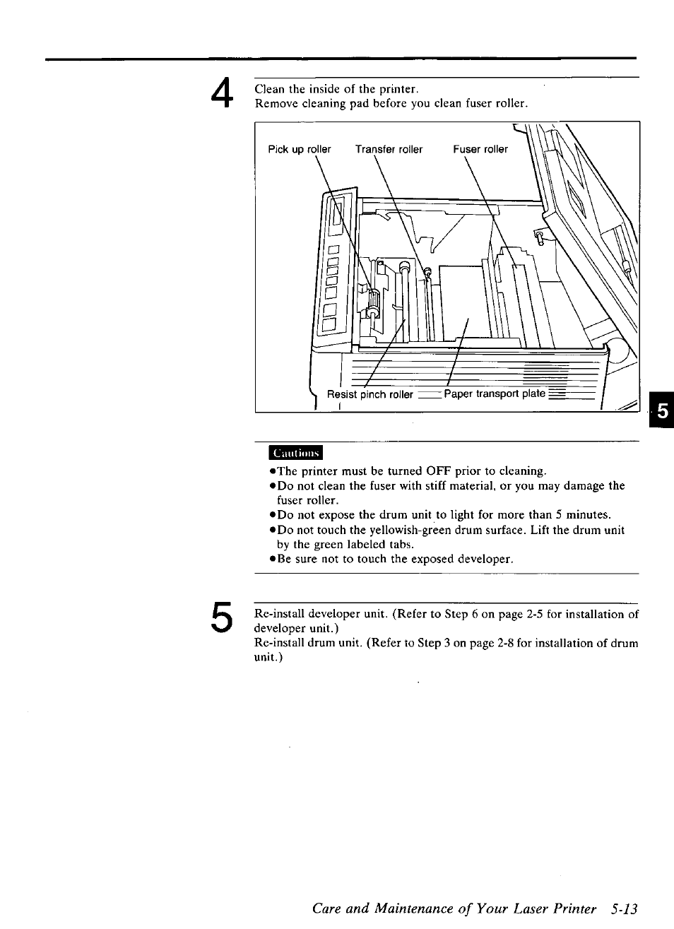 Care and maintenance of your laser printer 5-13 | Panasonic KX-P4440 User Manual | Page 107 / 152