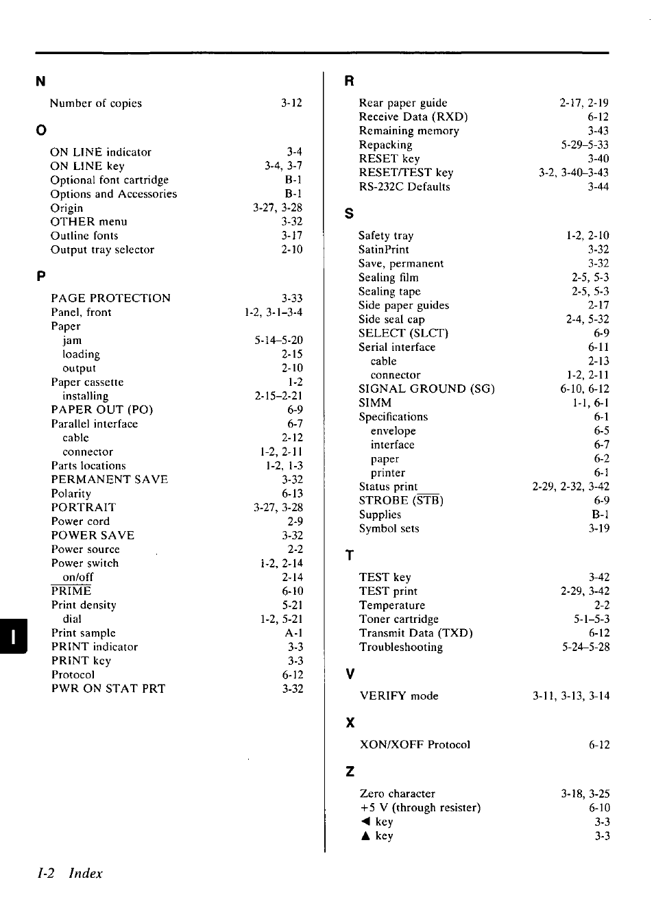 2 index | Panasonic KX-P4440 User Manual | Page 148 / 152