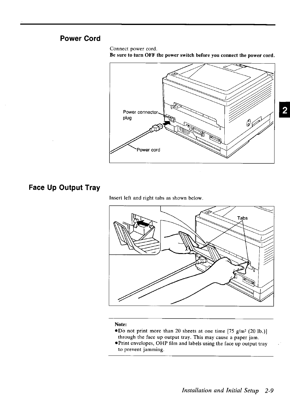 Installation and initial setup 2-9 | Panasonic KX-P4440 User Manual | Page 21 / 152