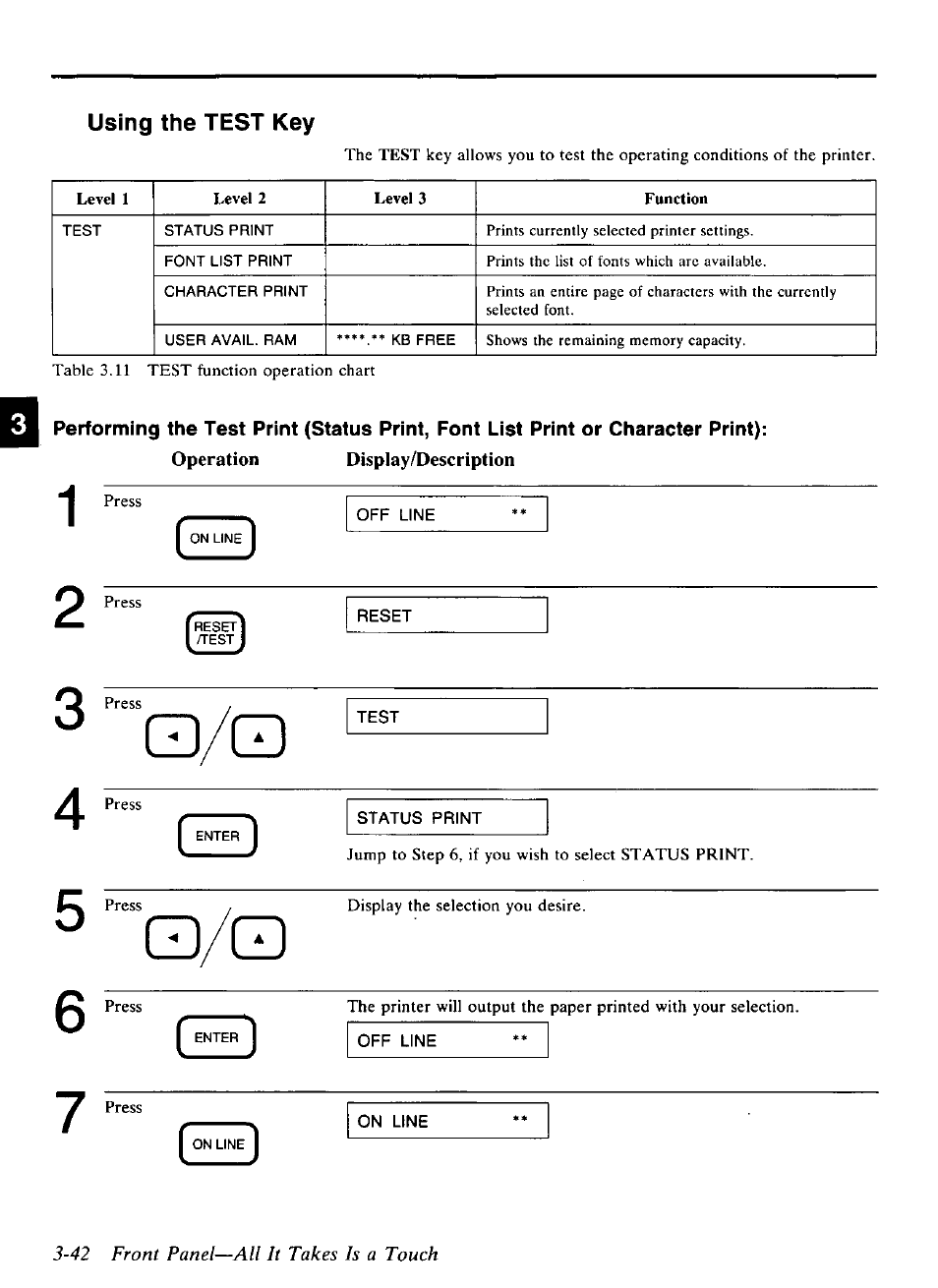 O/gd, 42 front panel—all it takes is a touch | Panasonic KX-P4440 User Manual | Page 86 / 152