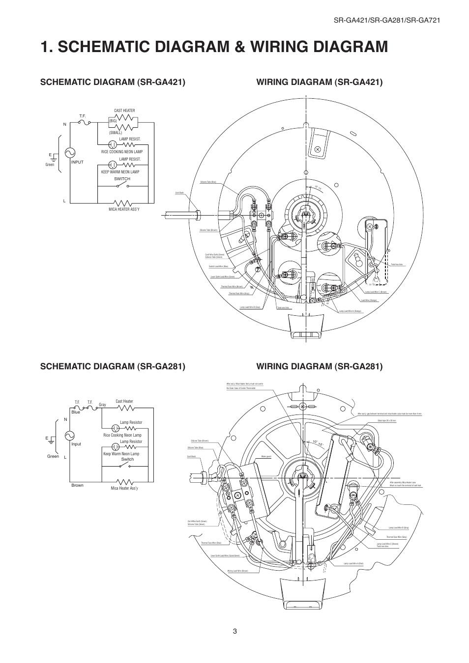 Schematic diagram & wiring diagram | Panasonic SR-GA721 User Manual | Page 3 / 18