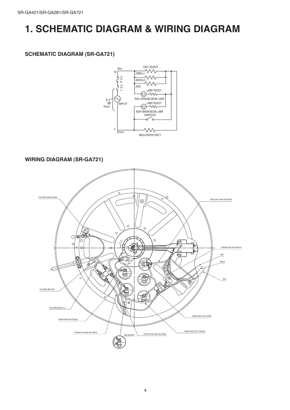Schematic diagram & wiring diagram | Panasonic SR-GA721 User Manual | Page 4 / 18