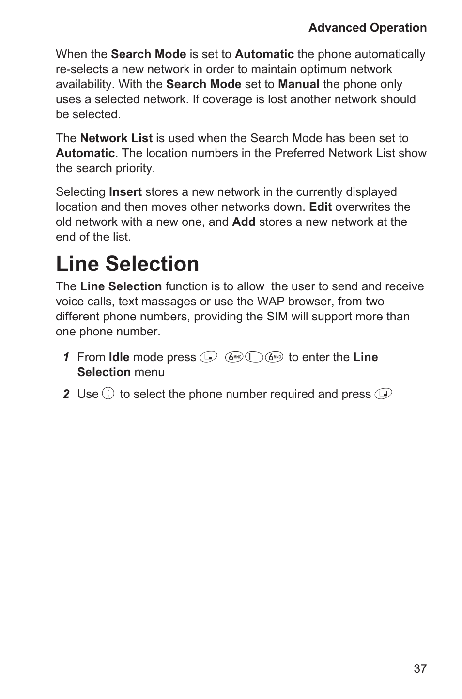 Line selection 37, Line selection | Panasonic EB-GD35 User Manual | Page 41 / 70