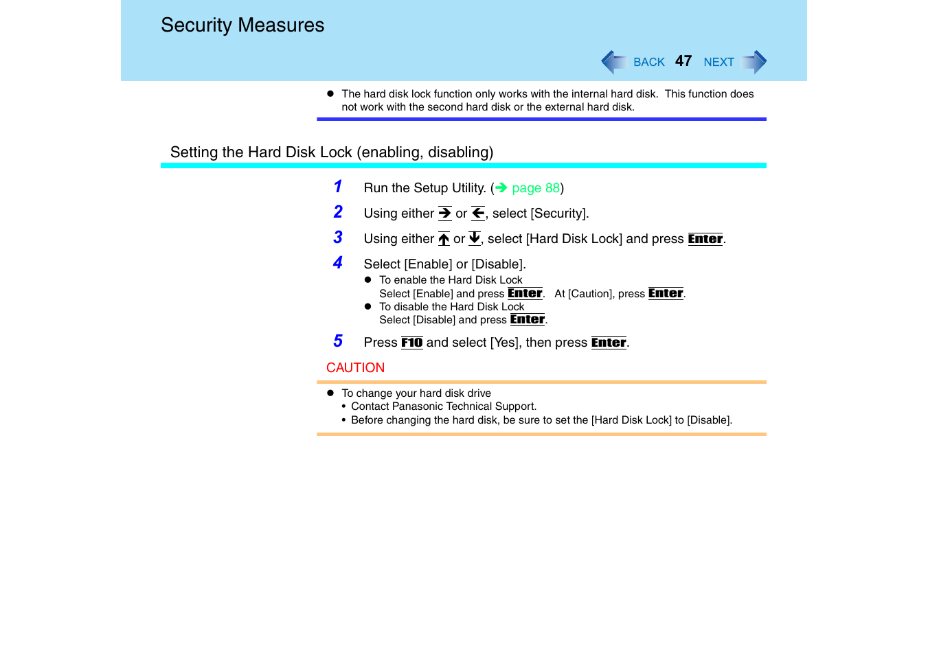 Security measures | Panasonic CF-18 User Manual | Page 47 / 130