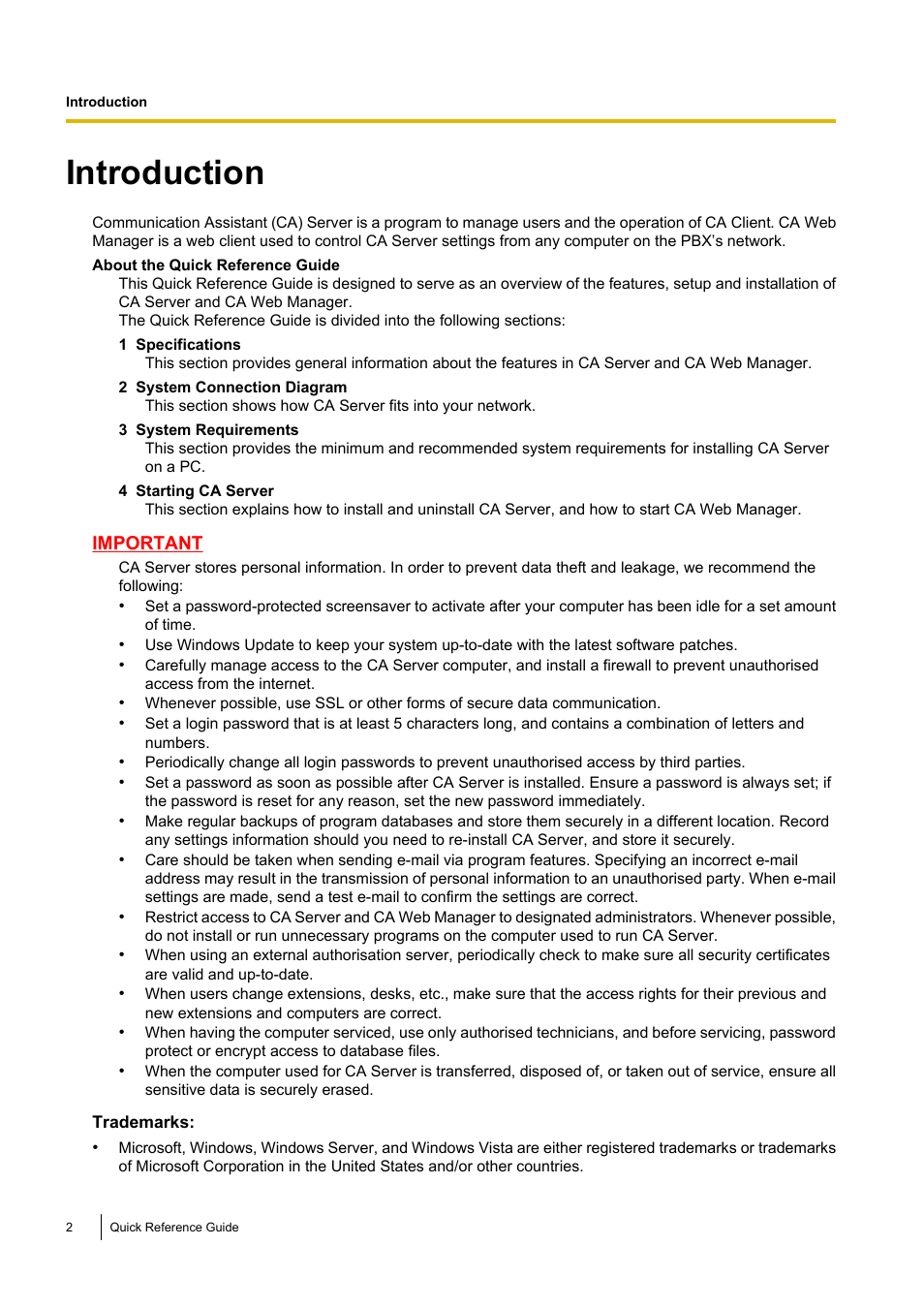Introduction | Panasonic KX-TDE User Manual | Page 2 / 16