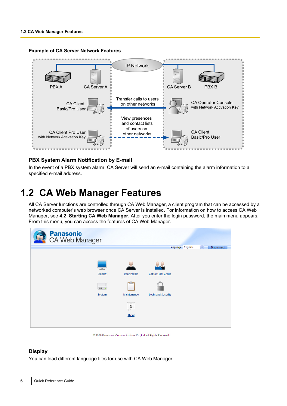 2 ca web manager features, Ca web manager features | Panasonic KX-TDE User Manual | Page 6 / 16