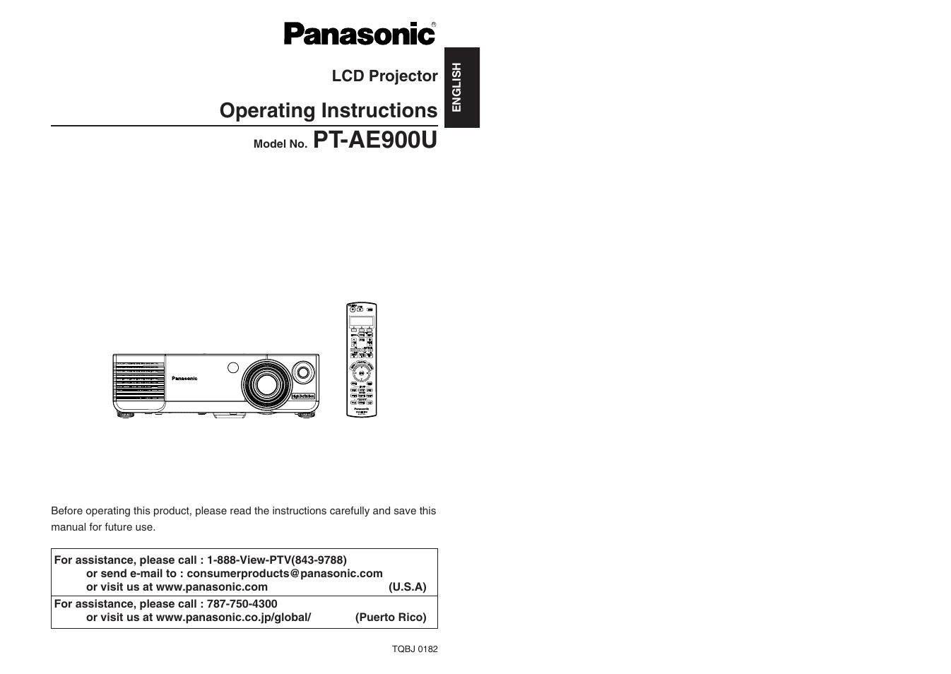 Panasonic PT-AE900U User Manual | 36 pages