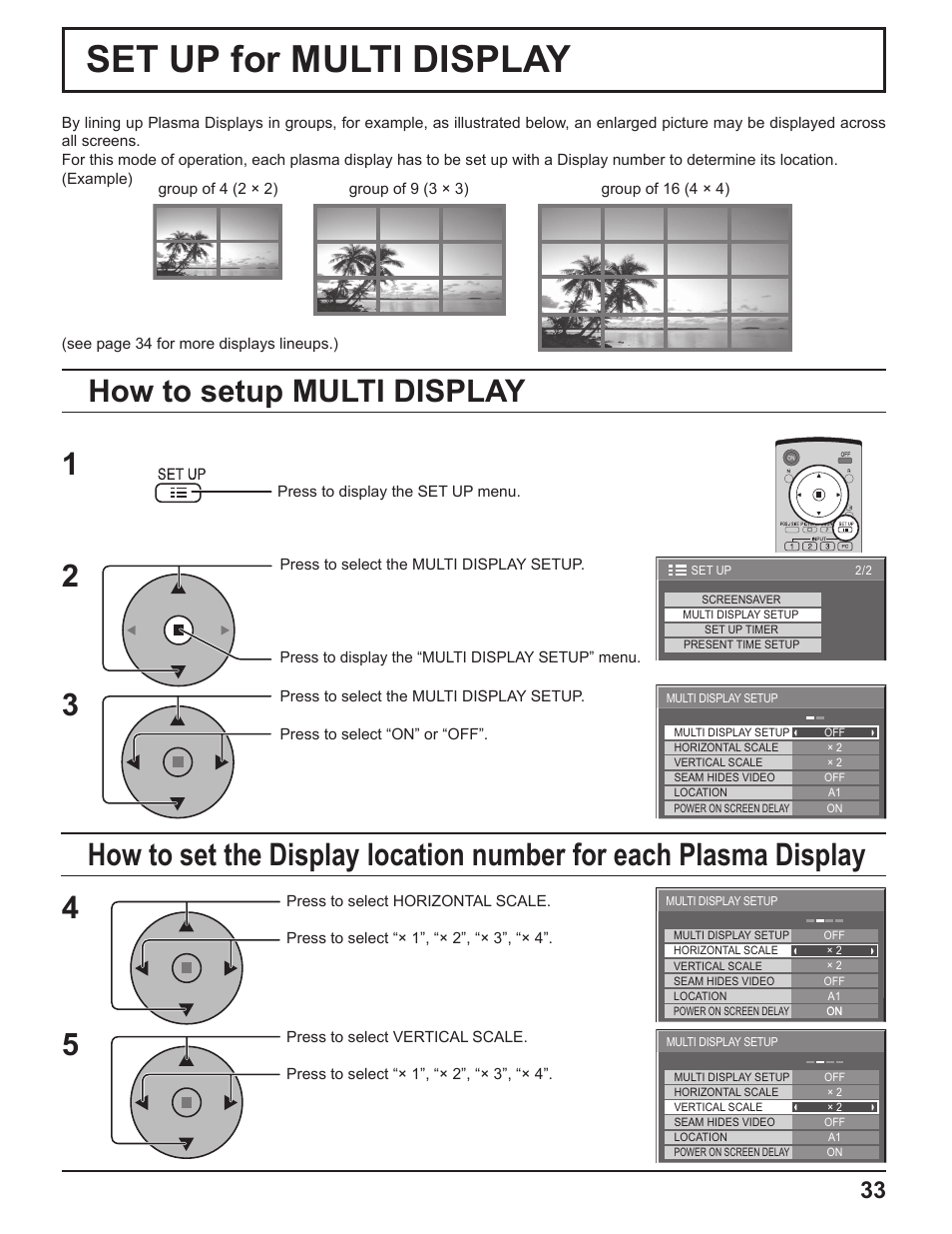 Set up for multi display, How to setup multi display | Panasonic TH-37PH10UK User Manual | Page 33 / 53