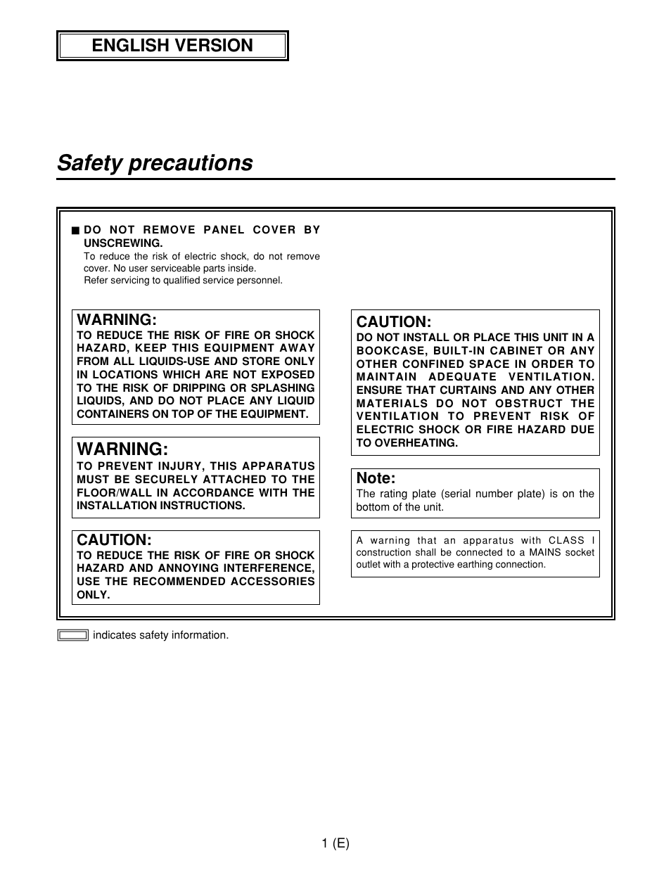 Safety precautions, English version, Warning | Panasonic AW-CB400L User Manual | Page 2 / 104