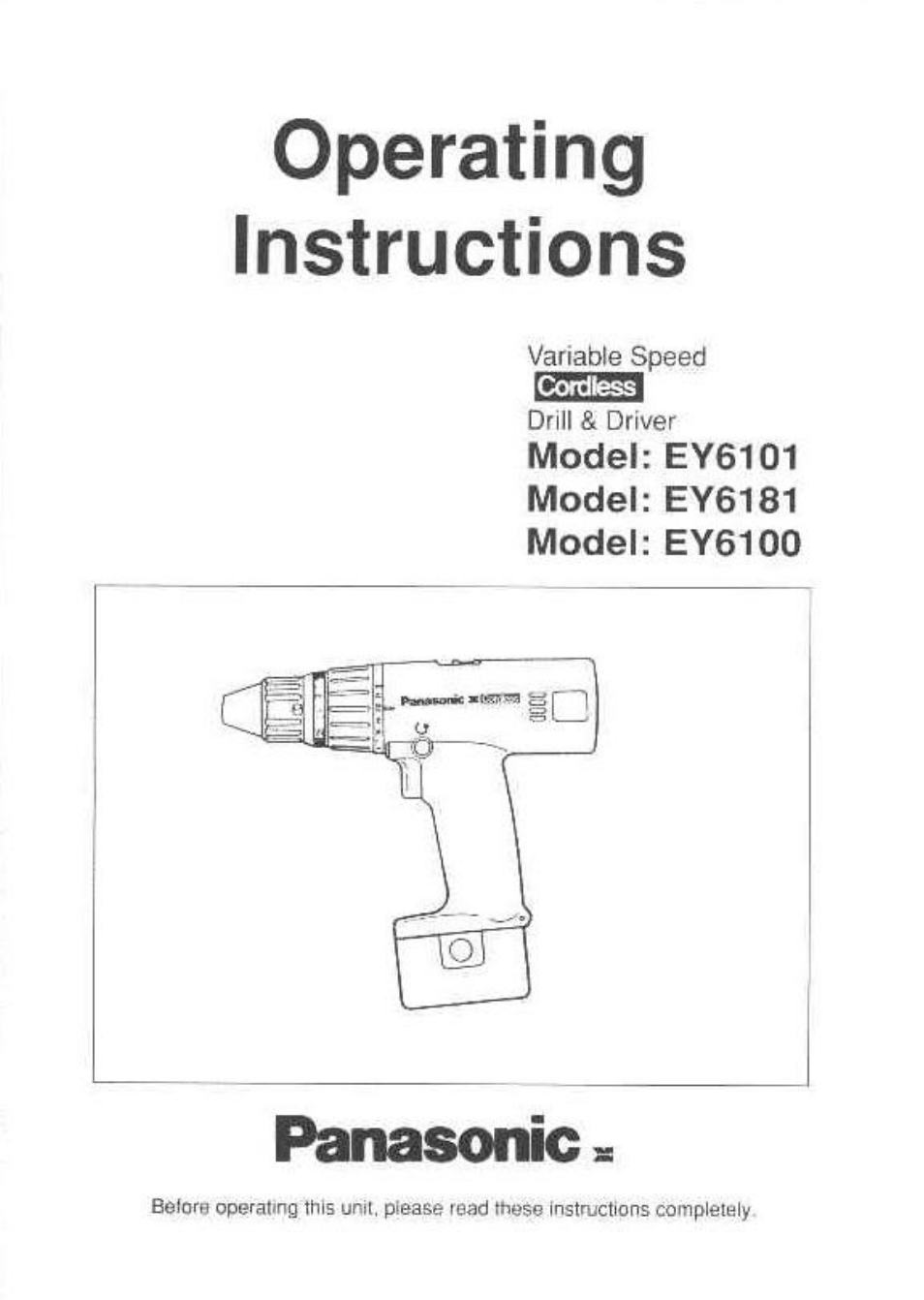 Panasonic EY6181 User Manual | 16 pages