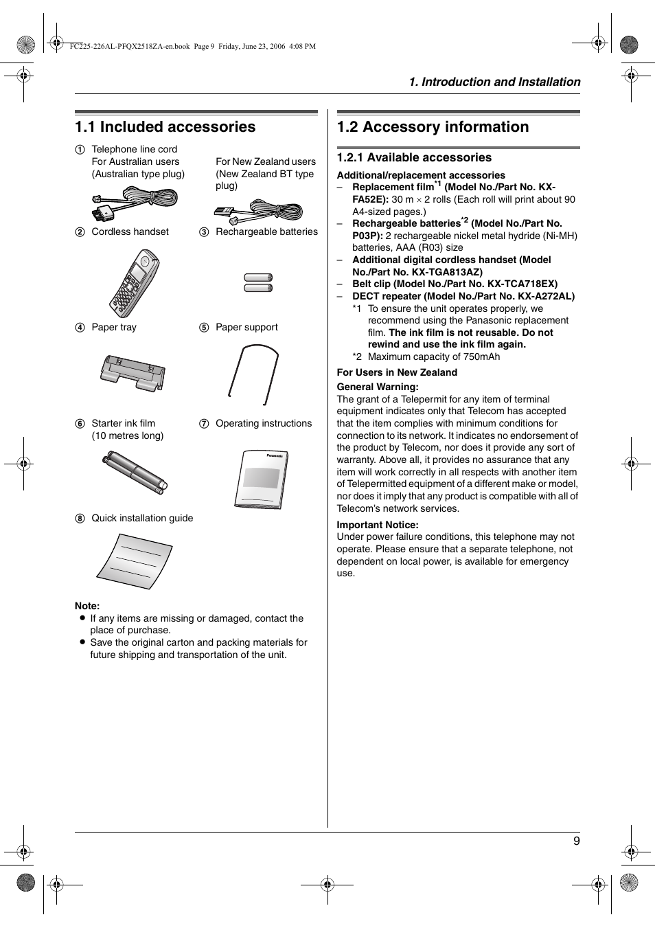 Panasonic KX-FC225NZ User Manual | Page 9 / 80