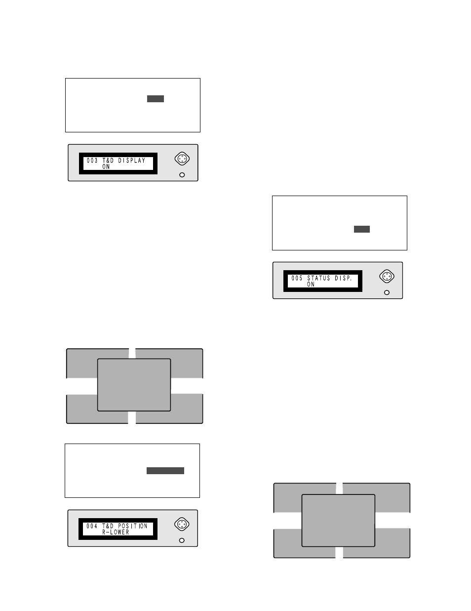 Time & date display 003 t&d display, Time & date position 004 t&d position, Status display 005 status disp | Status position 006 status posi | Panasonic WJ-HD100 User Manual | Page 20 / 60