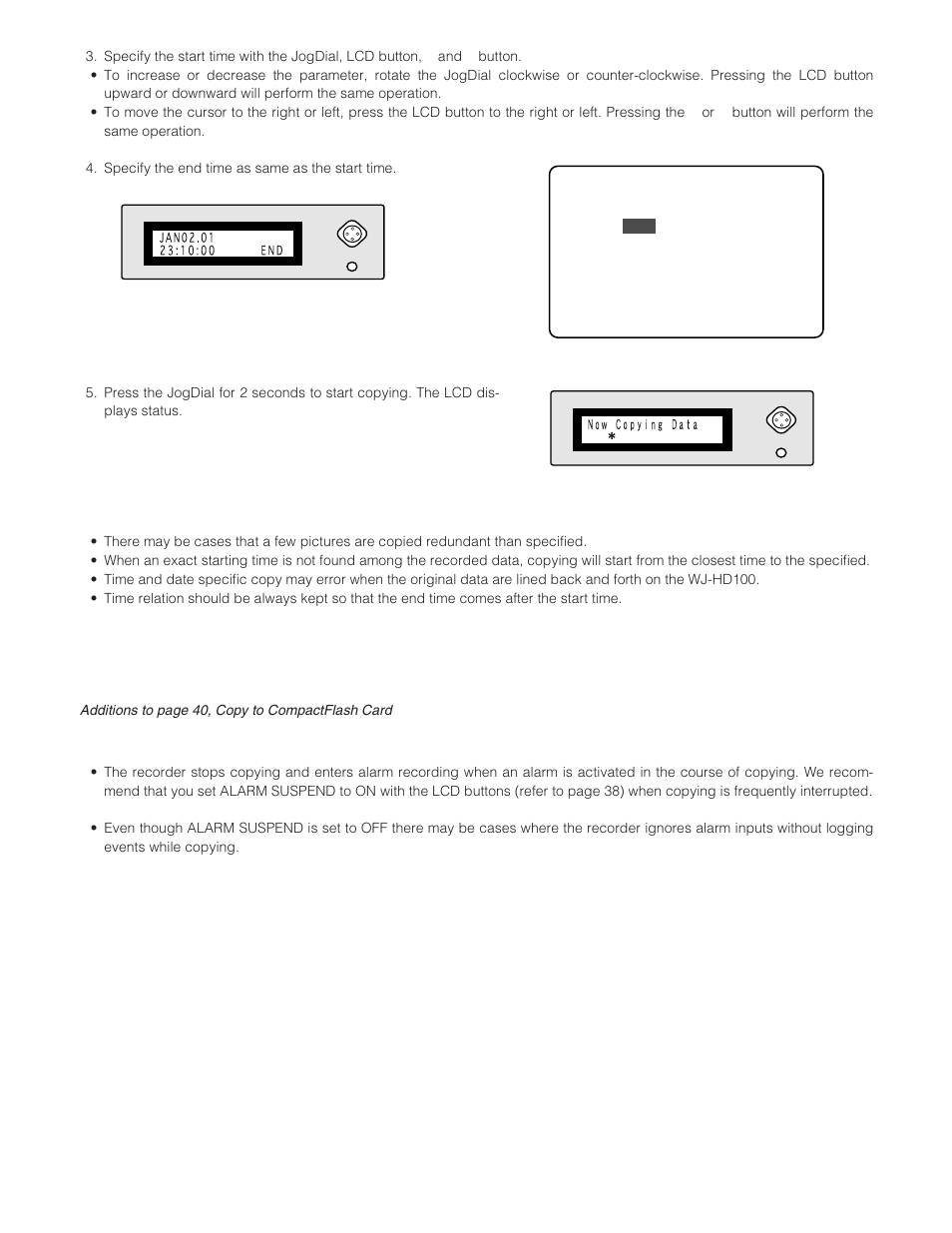 Notes on alarm operation during copying | Panasonic WJ-HD100 User Manual | Page 59 / 60