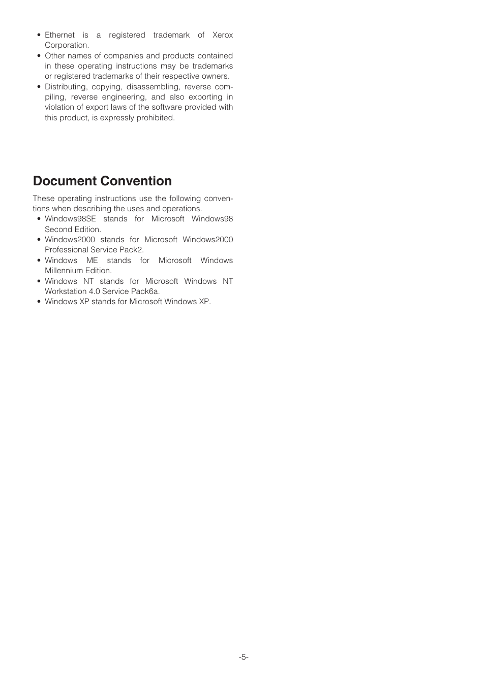 Document convention | Panasonic WV-NW470S User Manual | Page 5 / 35