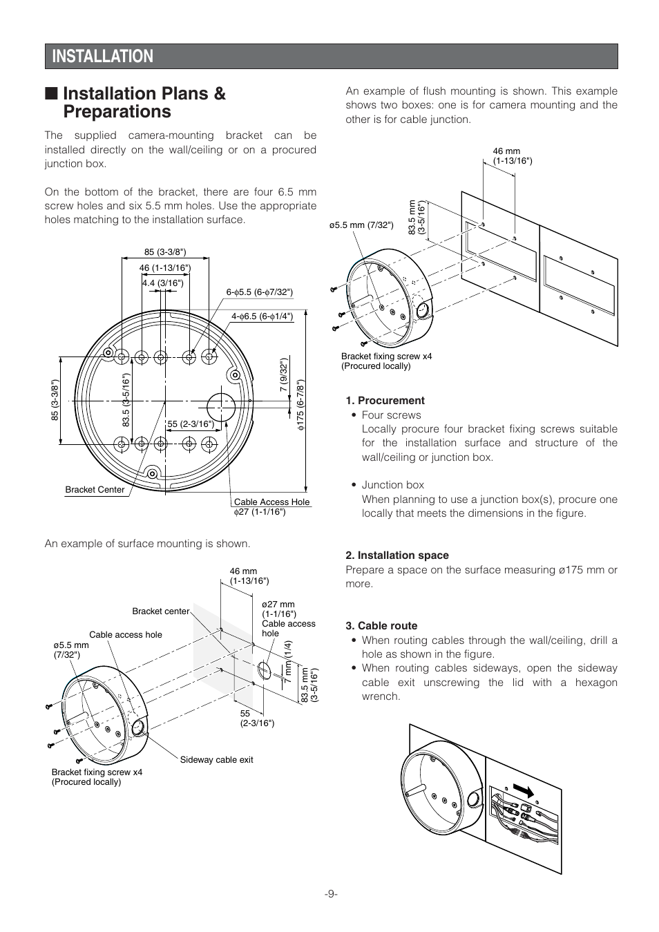 Installation, Installation plans & preparations, Installation ■ installation plans & preparations | Panasonic WV-NW470S User Manual | Page 9 / 35