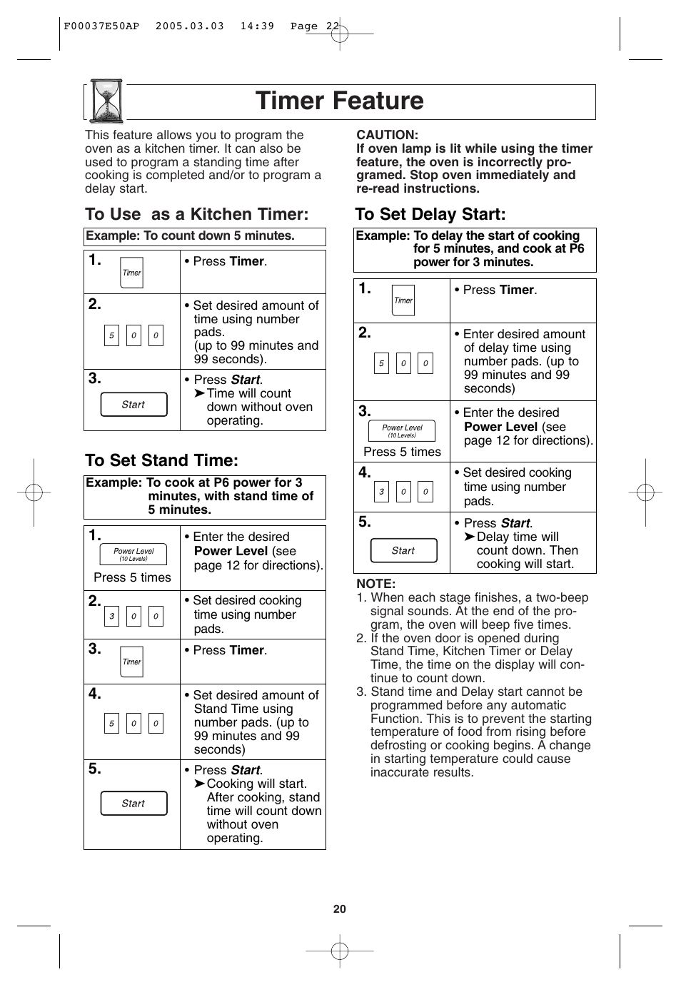Timer feature | Panasonic H665 User Manual | Page 22 / 64