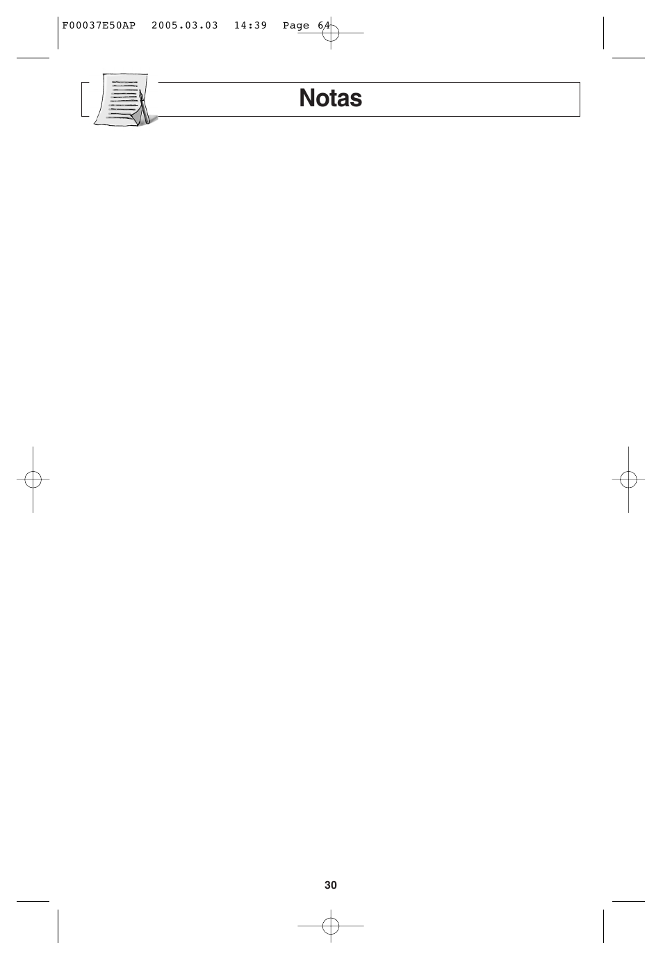 Notas | Panasonic H665 User Manual | Page 64 / 64