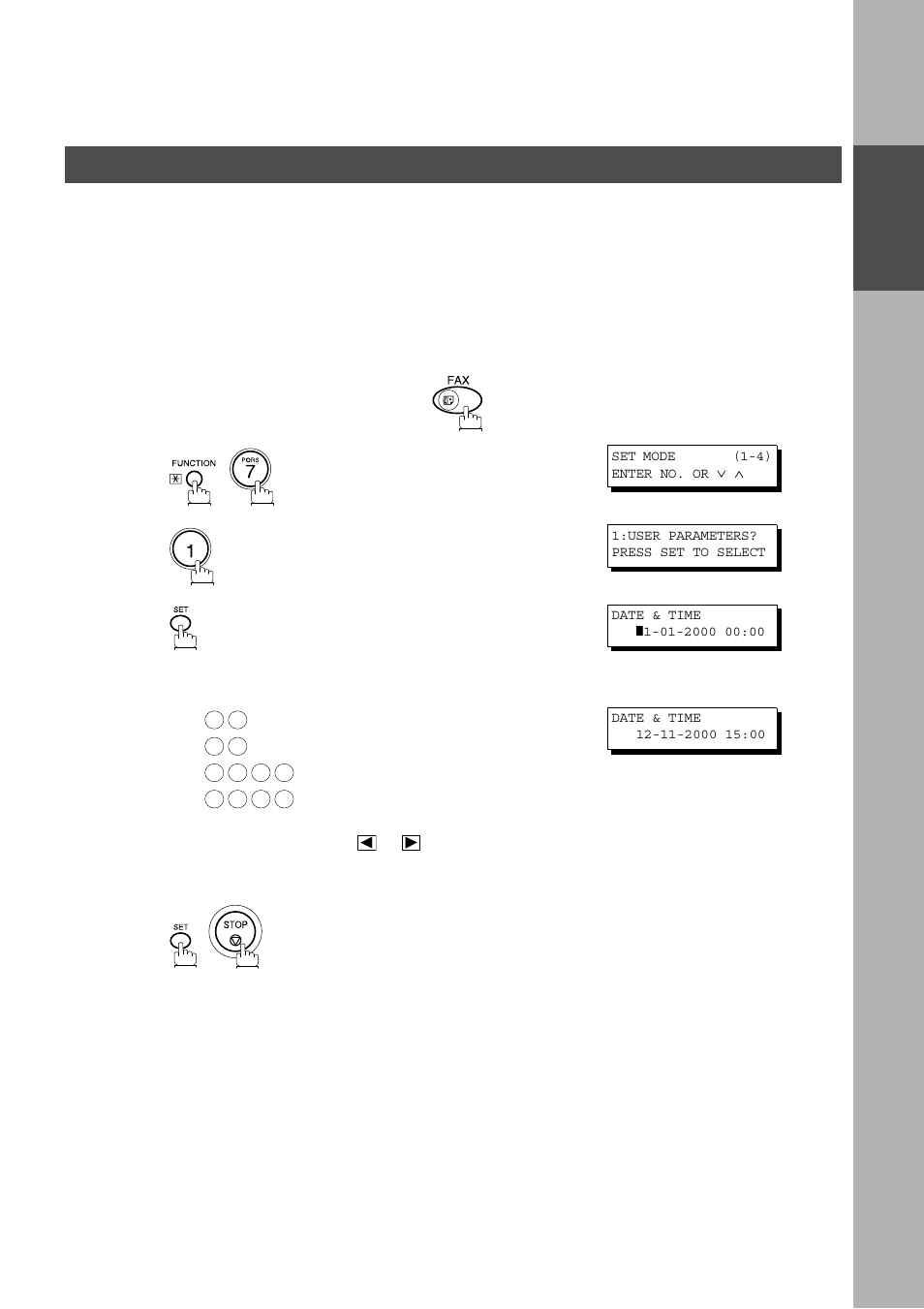 User parameters, Setting the date and time, Installing your machine | Panasonic AS200 User Manual | Page 17 / 161