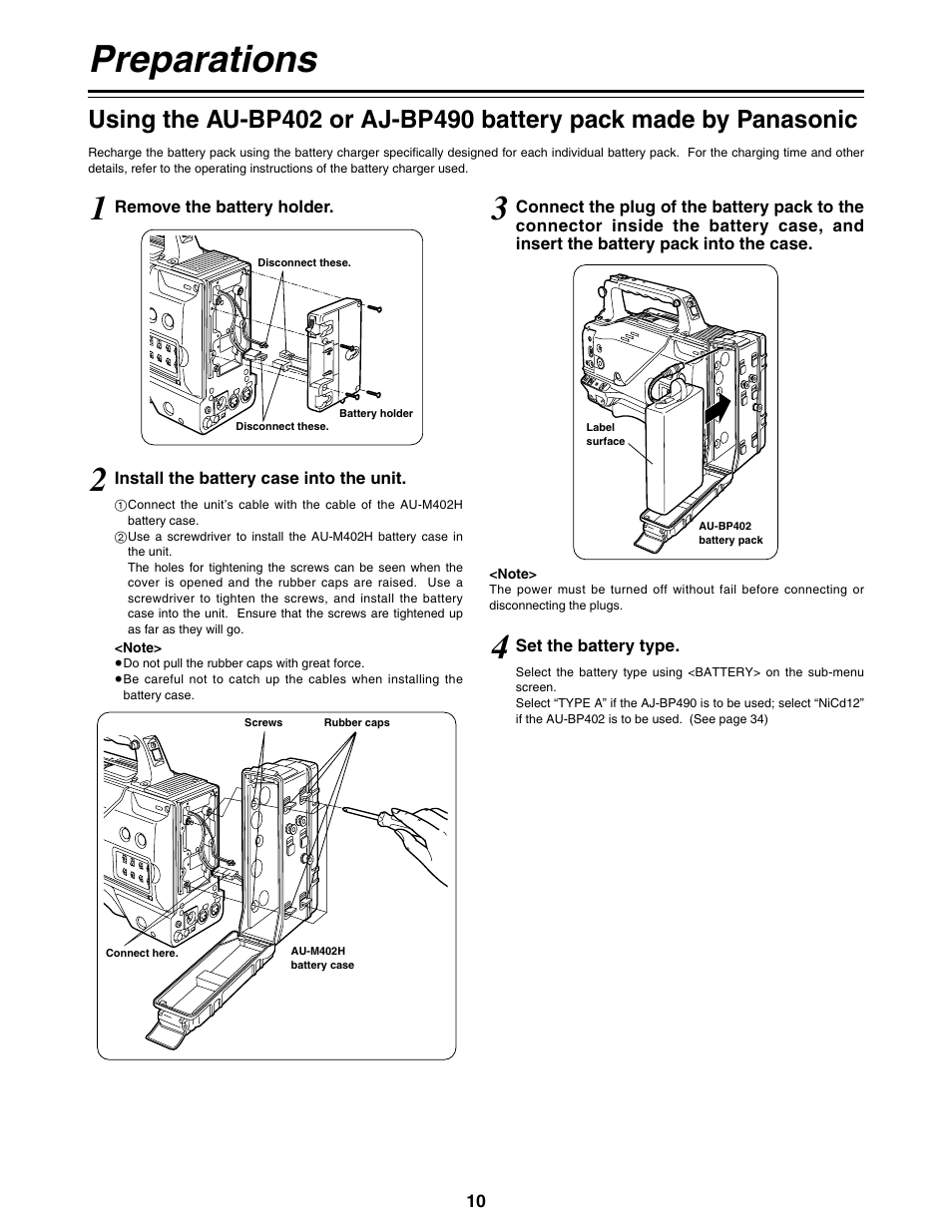 Preparations | Panasonic AG-DVC200P User Manual | Page 10 / 44