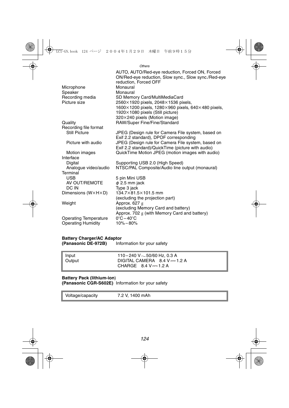 Panasonic DMC-LC1GN User Manual | Page 124 / 128