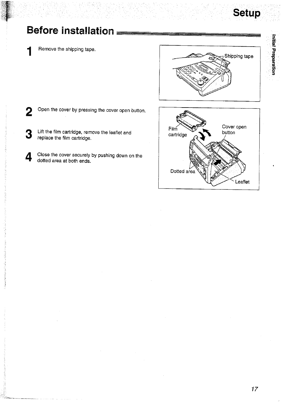 Before installation | Panasonic KX-FP101NZ User Manual | Page 17 / 96