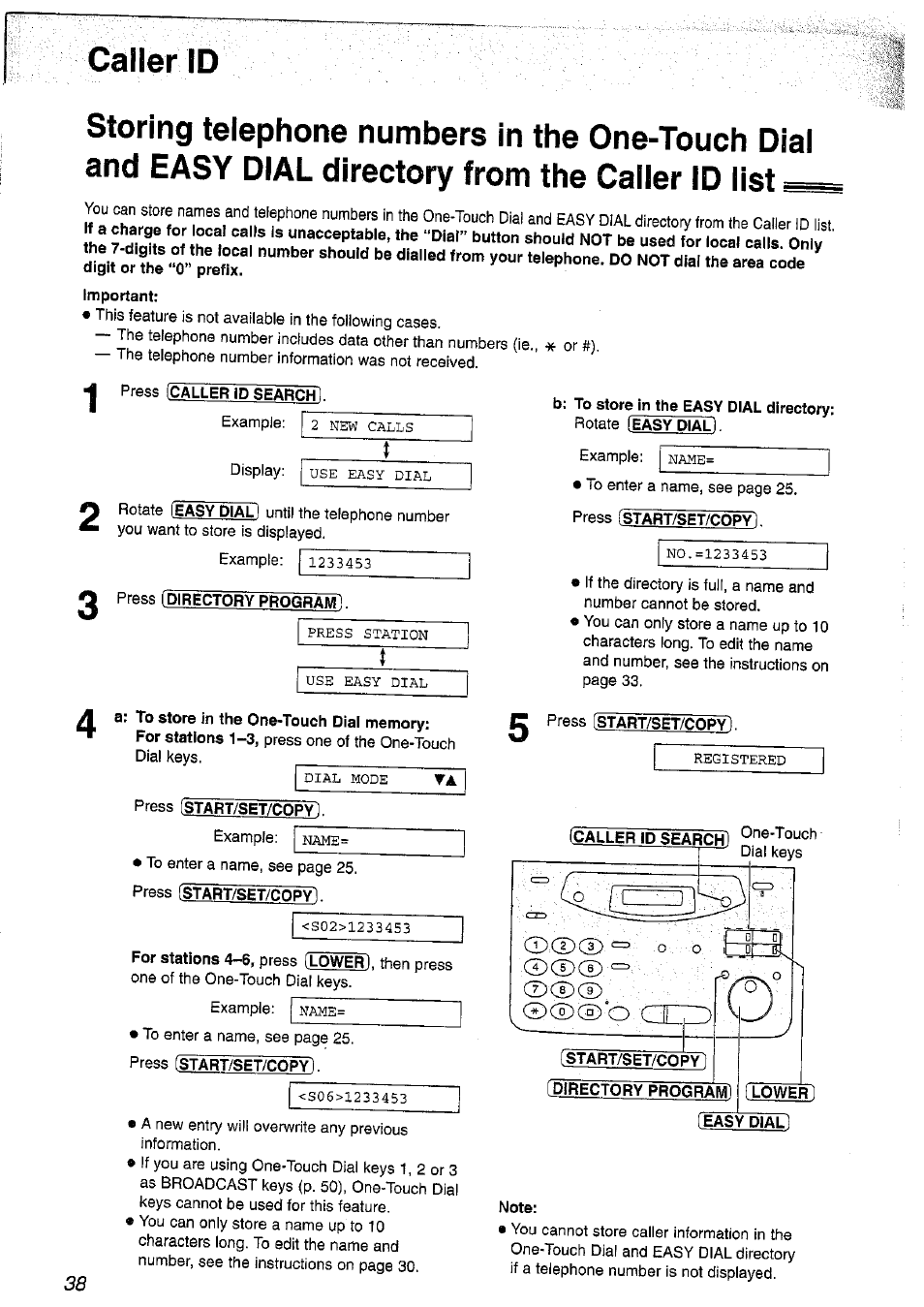 Caller id, Press (caller id search), Press (start/set/copyl | Panasonic KX-FP101NZ User Manual | Page 38 / 96