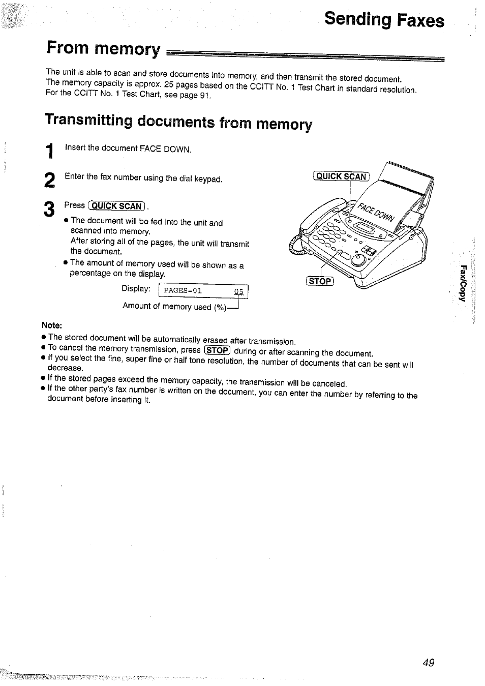 From memory, Sending faxes | Panasonic KX-FP101NZ User Manual | Page 49 / 96