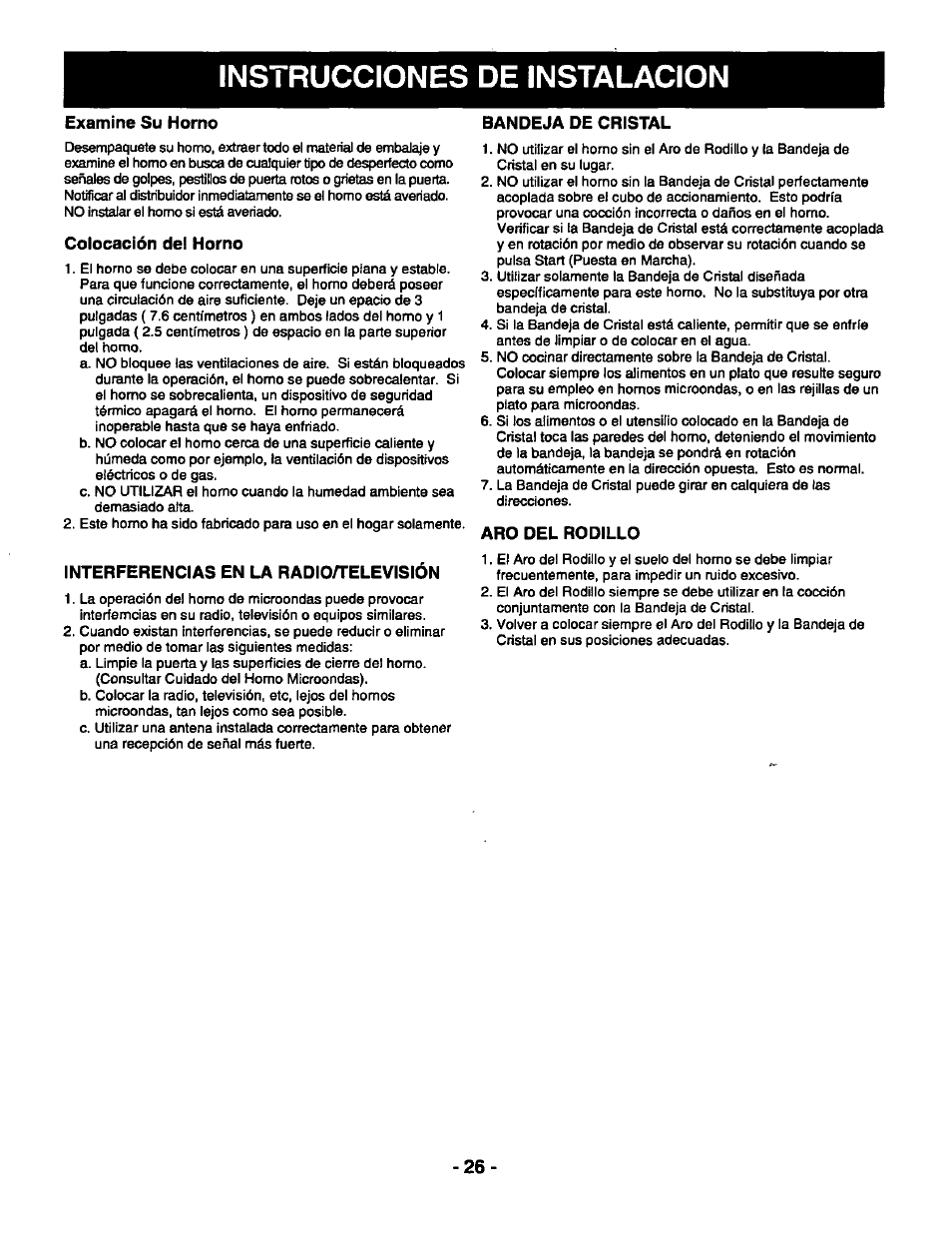 Instrucciones de instalacion | Panasonic THE GENIUS PREMIER NN-S789 User Manual | Page 28 / 48