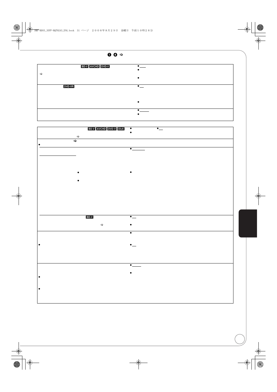 Video, Audio | Panasonic DMP-BD55 User Manual | Page 31 / 48