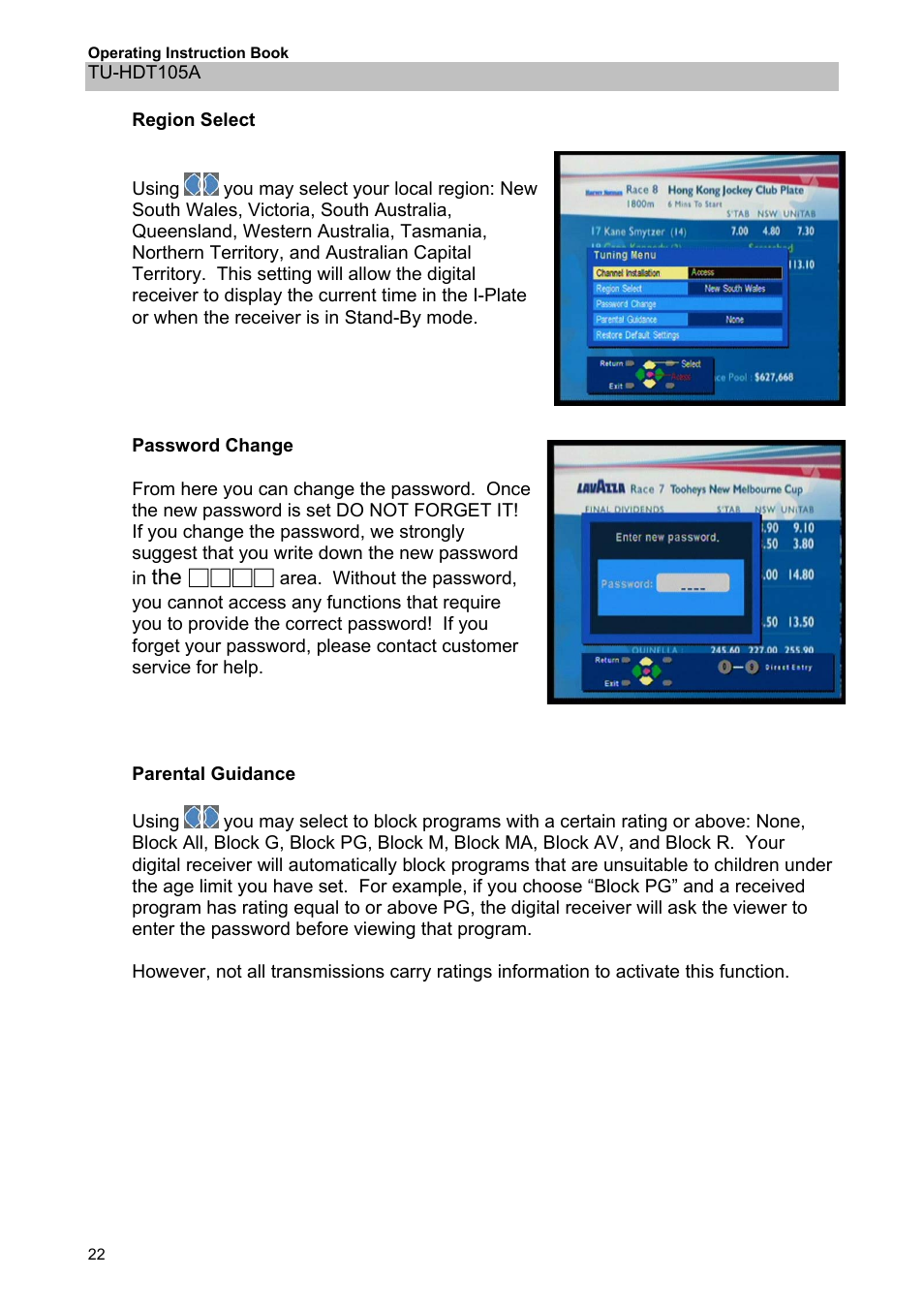 Panasonic TU-HDT105A User Manual | Page 22 / 32