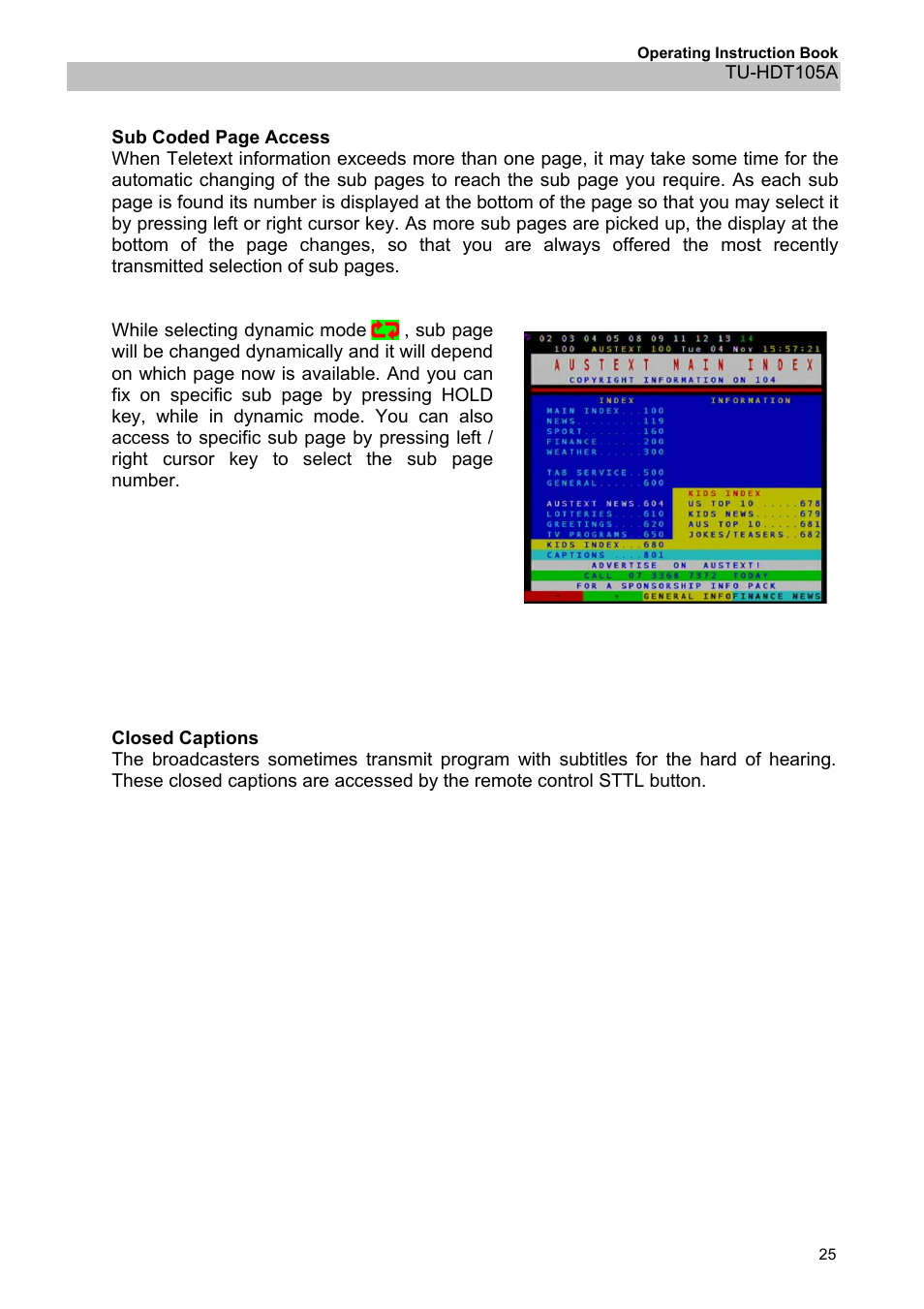 Panasonic TU-HDT105A User Manual | Page 25 / 32